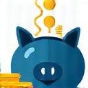 Icono de ahorro: alcancía de cerdo con monedas creciendo